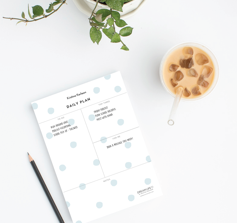 A5 Daily Plan Notepad - Dots - Blue