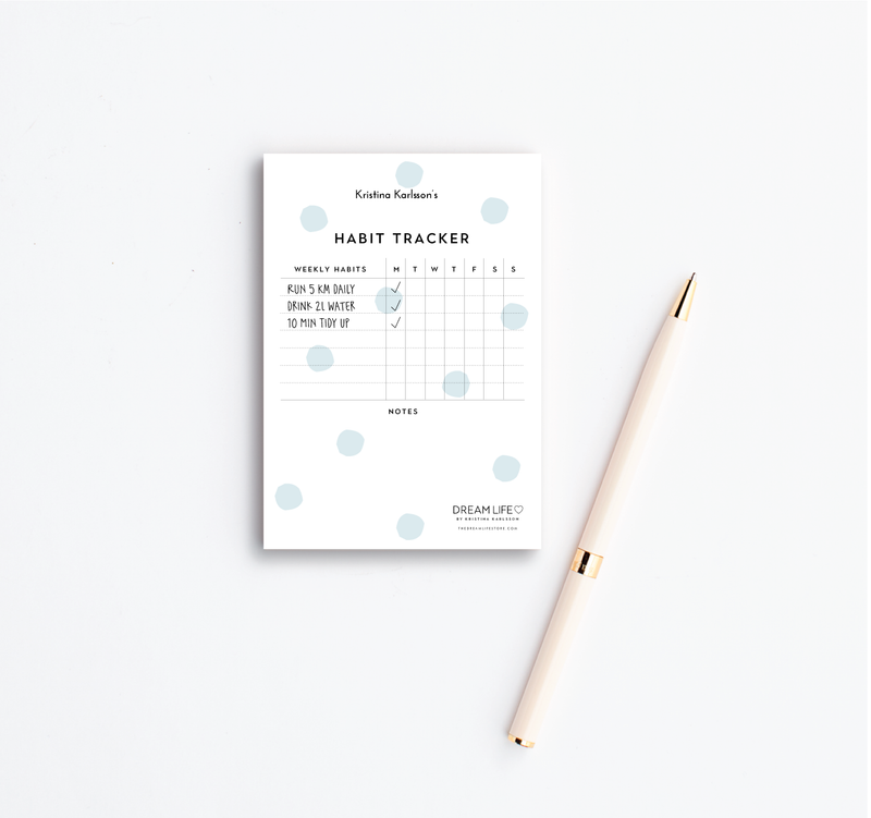 A6 Notepad - Habit Tracker - Dots - Blue