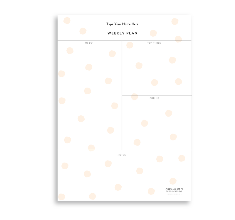 A4 Weekly Plan Notepad - Dots - Blush