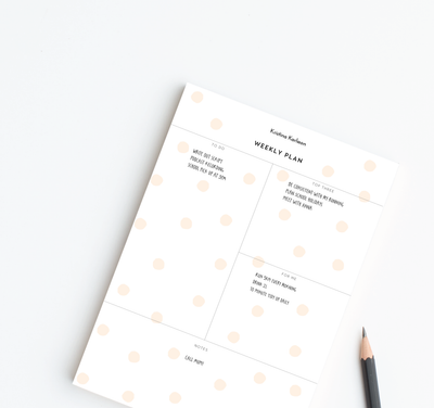 A4 Weekly Plan Notepad - Dots - Blush