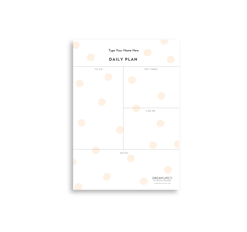 A5 Daily Plan Notepad - Dots - Blush