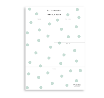 A4 Weekly Plan Notepad - Dots - Green