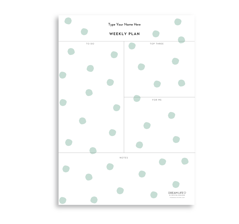 A4 Weekly Plan Notepad - Dots - Green