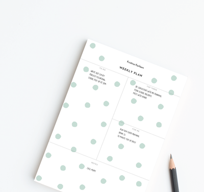 A4 Weekly Plan Notepad - Dots - Green