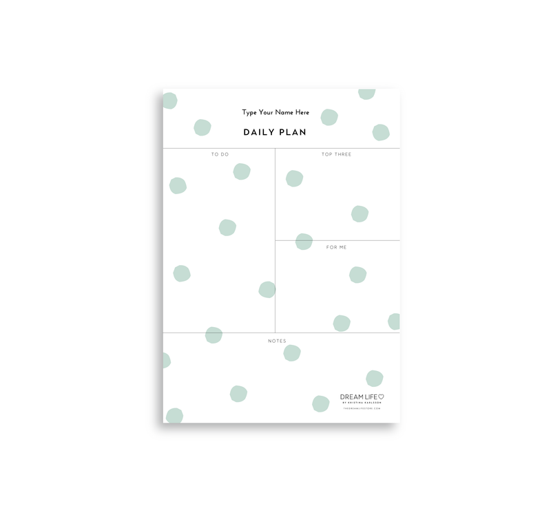 A5 Daily Plan Notepad - Dots - Green