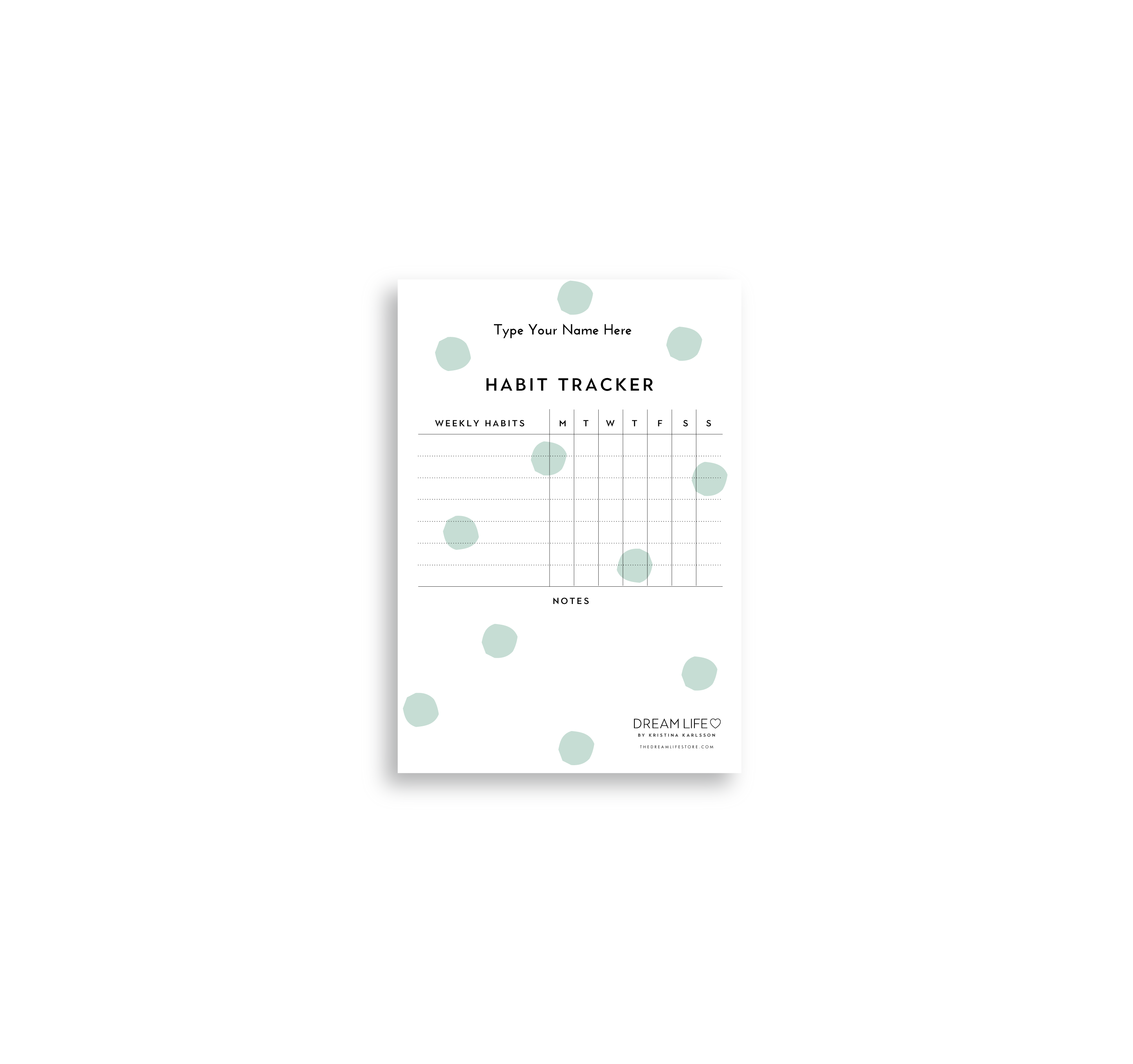 A6 Notepad - Habit Tracker - Dots - Green – Dream Life
