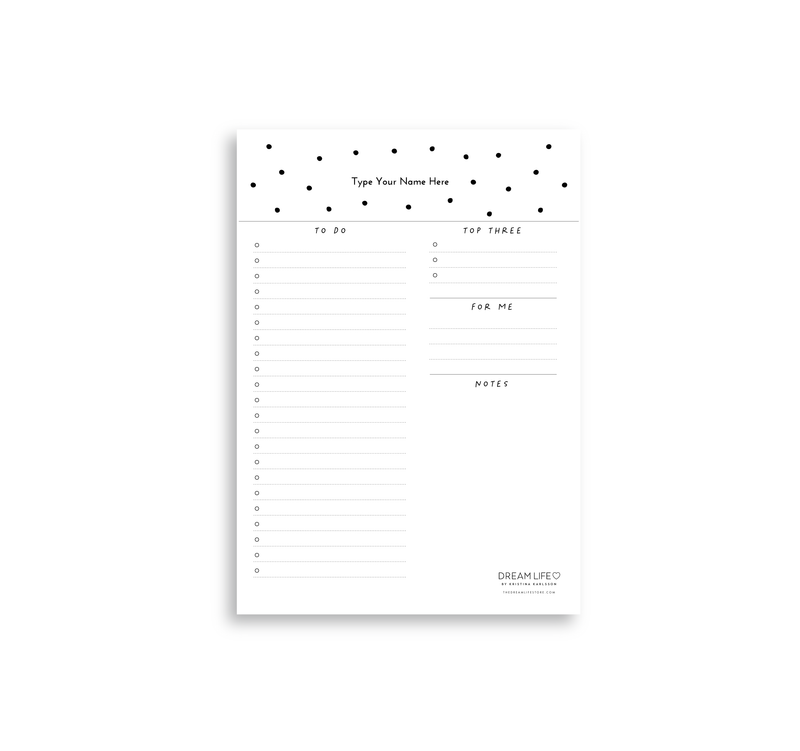 A5 To Do Notepad - Dots - Black