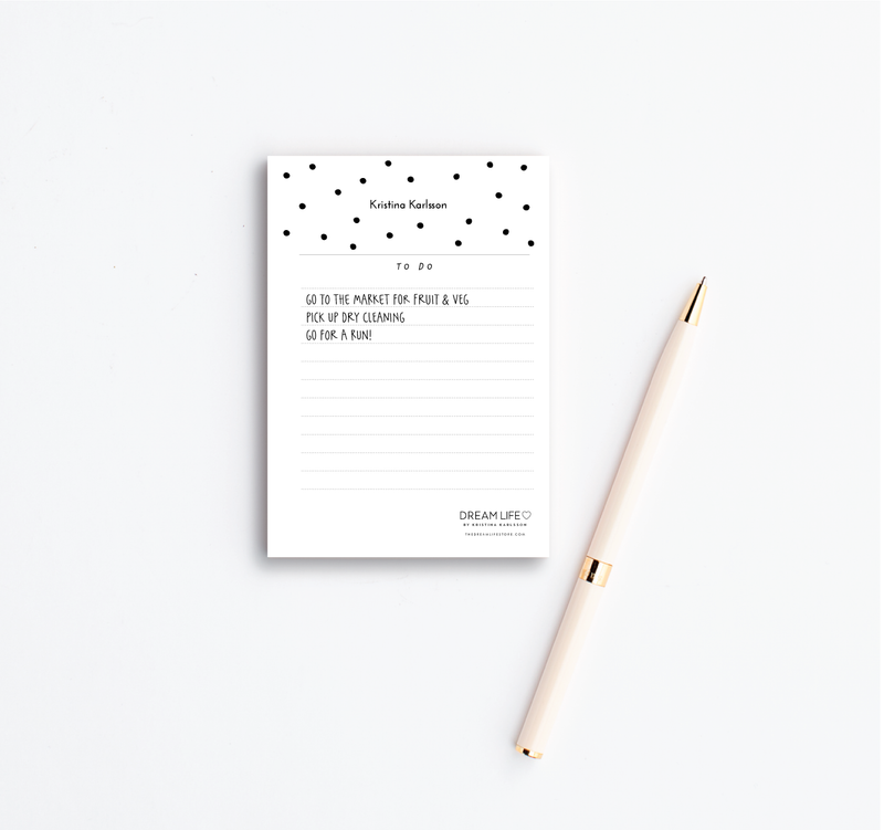 A6 To Do Notepad - Dots - Black