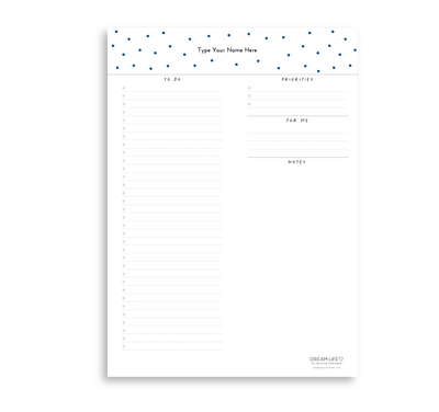 A4 To Do Notepad - Dots - Blue