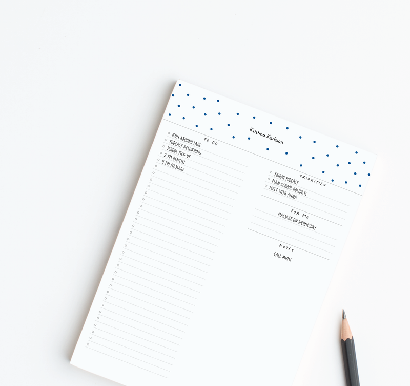 A4 To Do Notepad - Dots - Blue