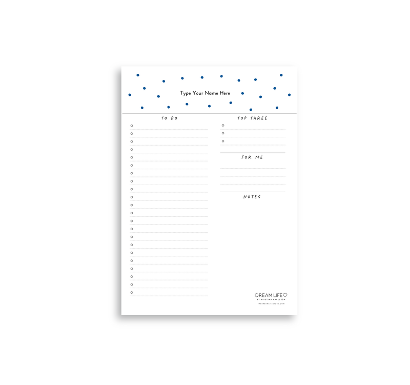 A5 To Do Notepad - Dots - Blue