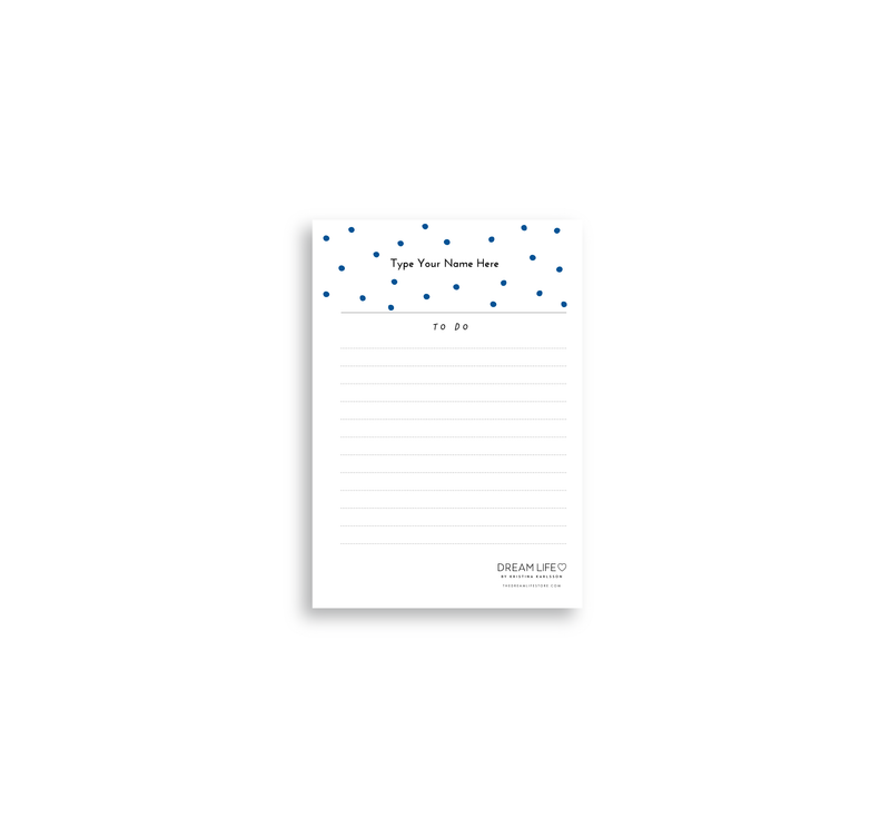 A6 To Do Notepad - Dots - Blue