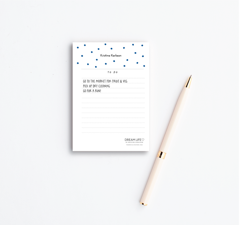 A6 To Do Notepad - Dots - Blue