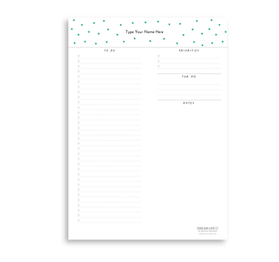 A4 To Do Notepad - Dots - Green