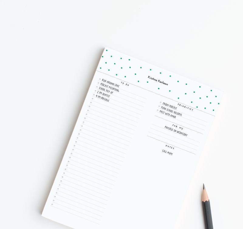 A4 To Do Notepad - Dots - Green