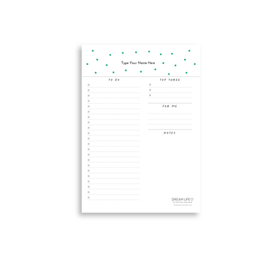 A5 To Do Notepad - Dots - Green