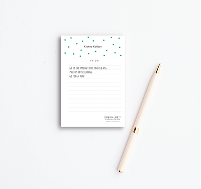 A6 To Do Notepad - Dots - Green