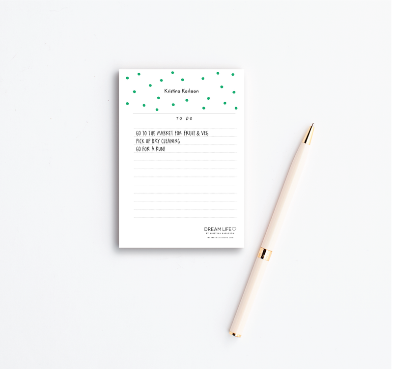 A6 To Do Notepad - Dots - Green