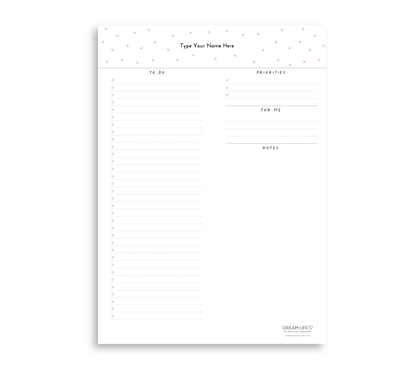 A4 To Do Notepad - Dots - Pink