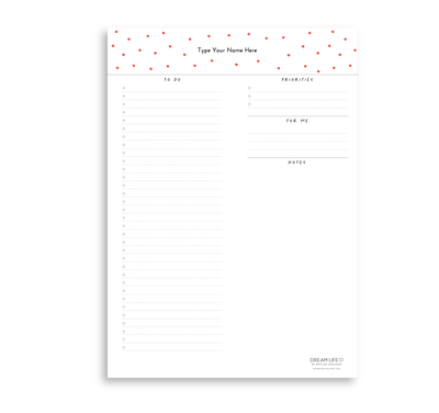 A4 To Do Notepad - Dots - Red