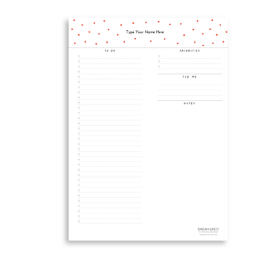 A4 To Do Notepad - Dots - Red