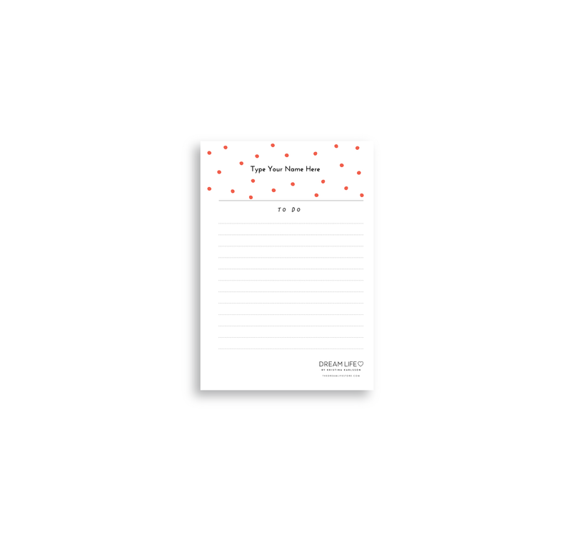 A6 To Do Notepad - Dots - Red
