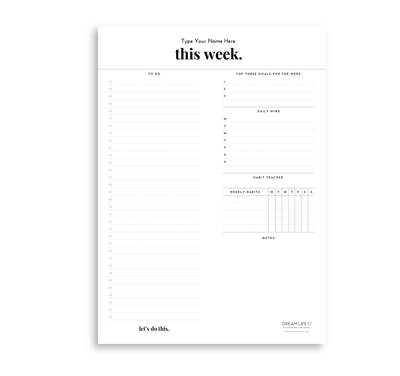 A4 Weekly Goals Notepad - Minimal