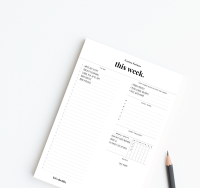 A4 Weekly Goals Notepad - Minimal