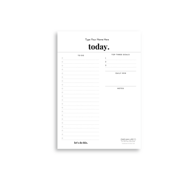 A5 Daily Goals Notepad - Black