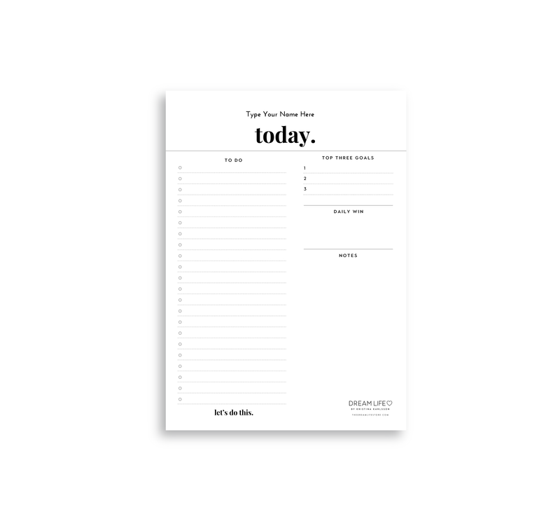 A5 Daily Goals Notepad - Black