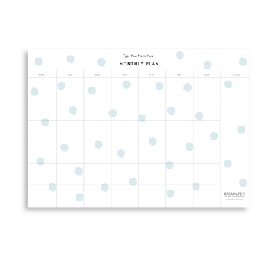 A4 Monthly Notepad - Dots - Blue