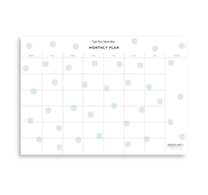 A4 Monthly Notepad - Dots - Blue
