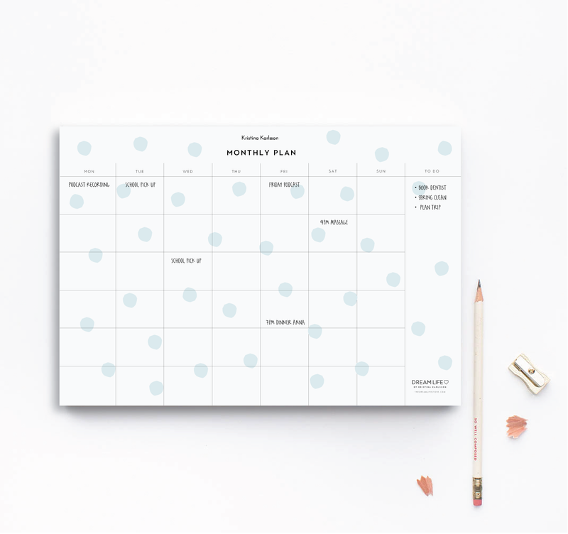 A4 Monthly Notepad - Dots - Blue