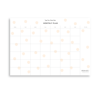 A4 Monthly Notepad - Dots - Blush