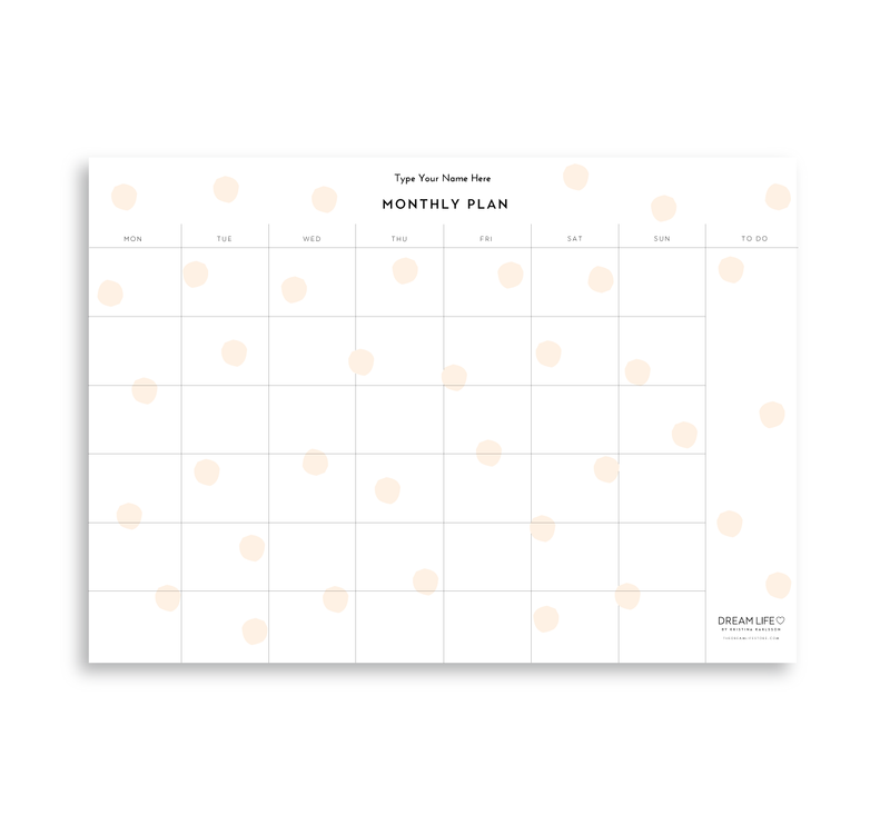 A4 Monthly Notepad - Dots - Blush