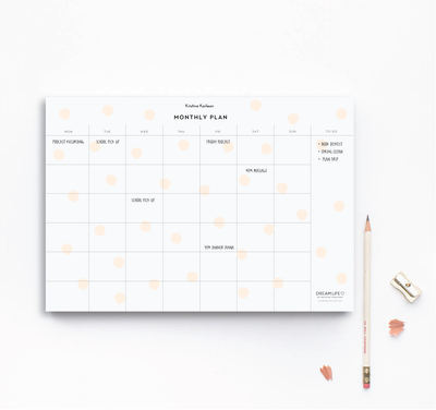 A4 Monthly Notepad - Dots - Blush