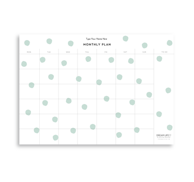 A4 Monthly Notepad - Dots - Green