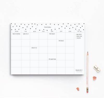 A4 Monthly Notepad - Dots - Black