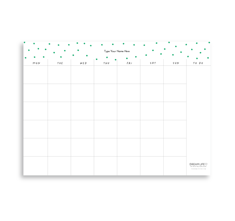 A4 Monthly Notepad - Dots - Green