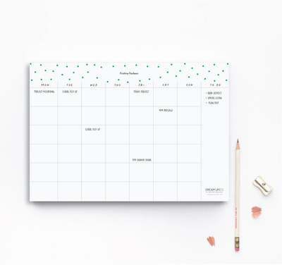 A4 Monthly Notepad - Dots - Green