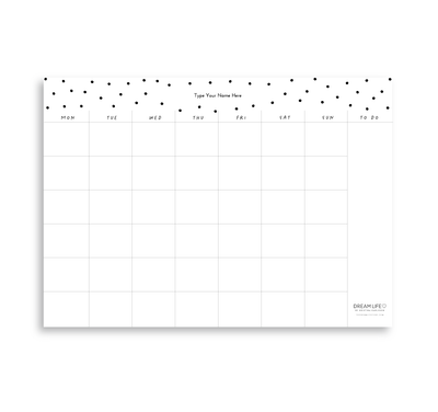 A4 Monthly Notepad - Dots - Black