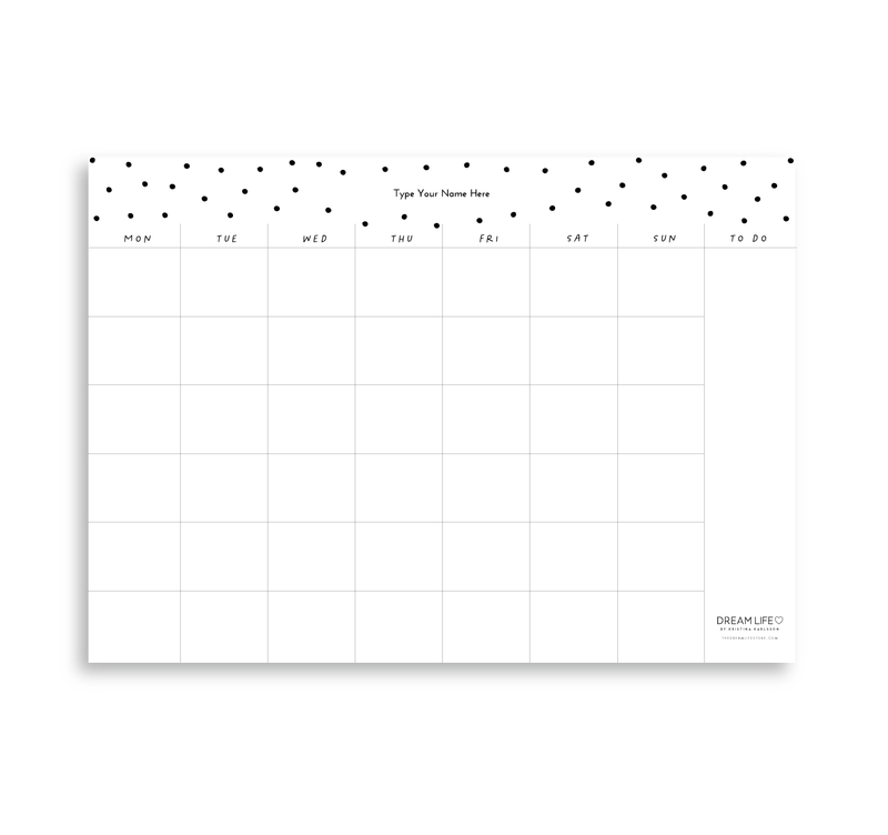 A4 Monthly Notepad - Dots - Black