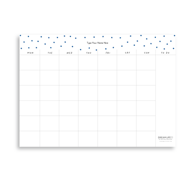 A4 Monthly Notepad - Dots - Blue