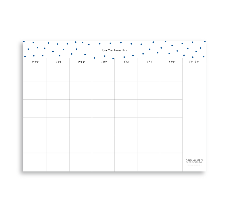 A4 Monthly Notepad - Dots - Blue