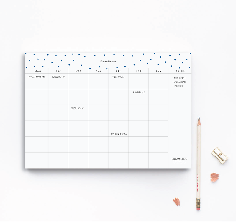 A4 Monthly Notepad - Dots - Blue