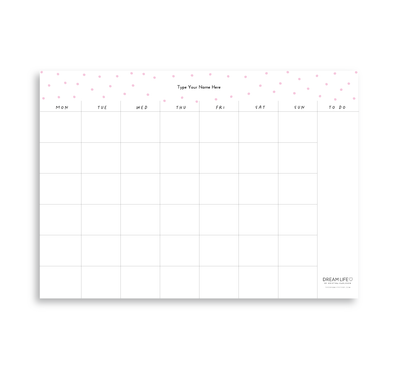A4 Monthly Notepad - Dots - Pink