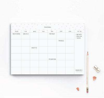 A4 Monthly Notepad - Dots - Pink
