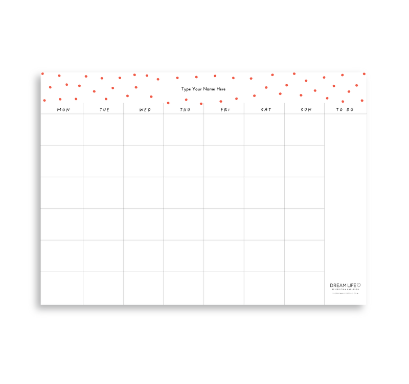 A4 Monthly Notepad - Dots - Red