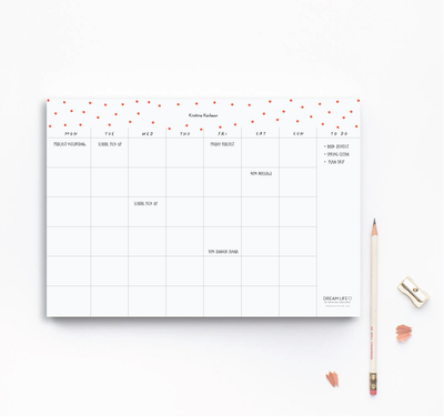 A4 Monthly Notepad - Dots - Red