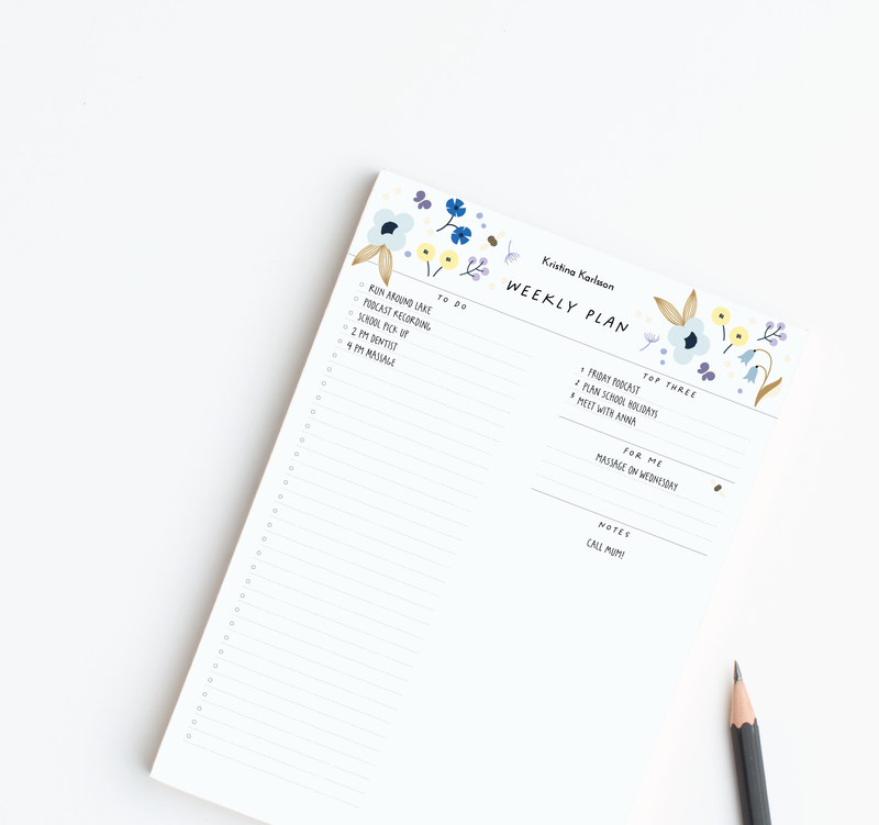A4 Weekly Plan Notepad - Spring - Blue – Dream Life